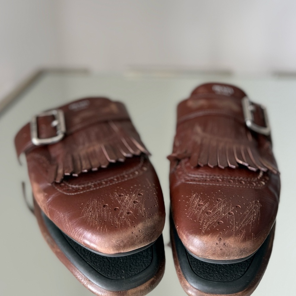 Like new PRADA Brown Leather Fringed Shuffle Mules $1,250 36 - Picture 10 of 16